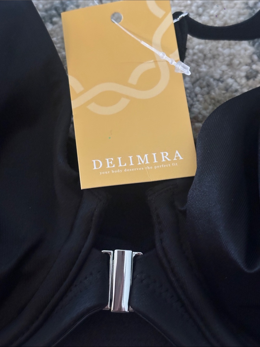 NWT Delimira Black Front Close Racerback Full Coverage Underwire Bra -Size 40 B - Picture 3 of 5